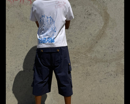 Mens Navy Blue Monkey Cargo shorts