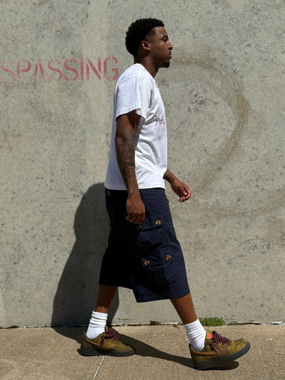 Mens Navy Blue Monkey Cargo shorts